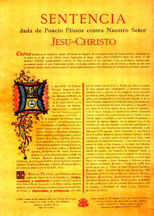 Sentencia de Poncio Pilatos a Jesús