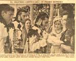 Imposición de las medallas conmemorativas a los diestros Antonio Bienvenida, Cayetano Ordóñez y César Girón, en el coso maestrante de Ronda